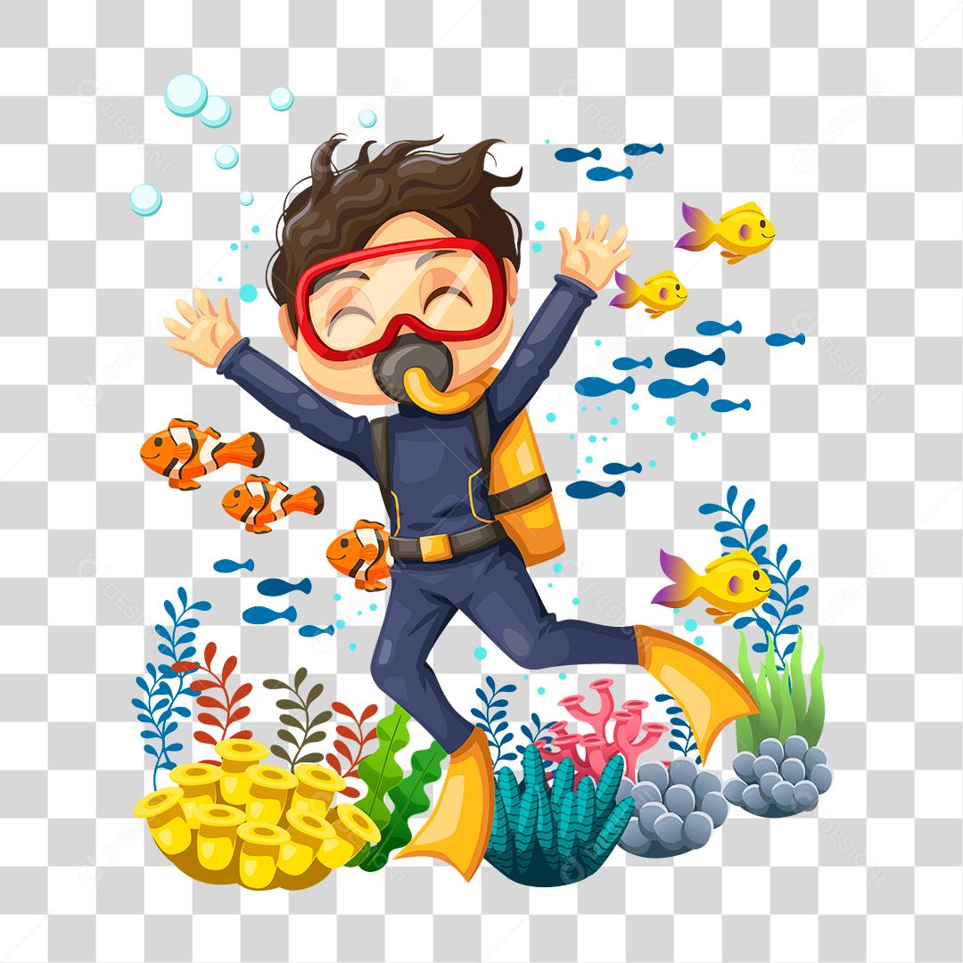 Desenho de homem mergulhando