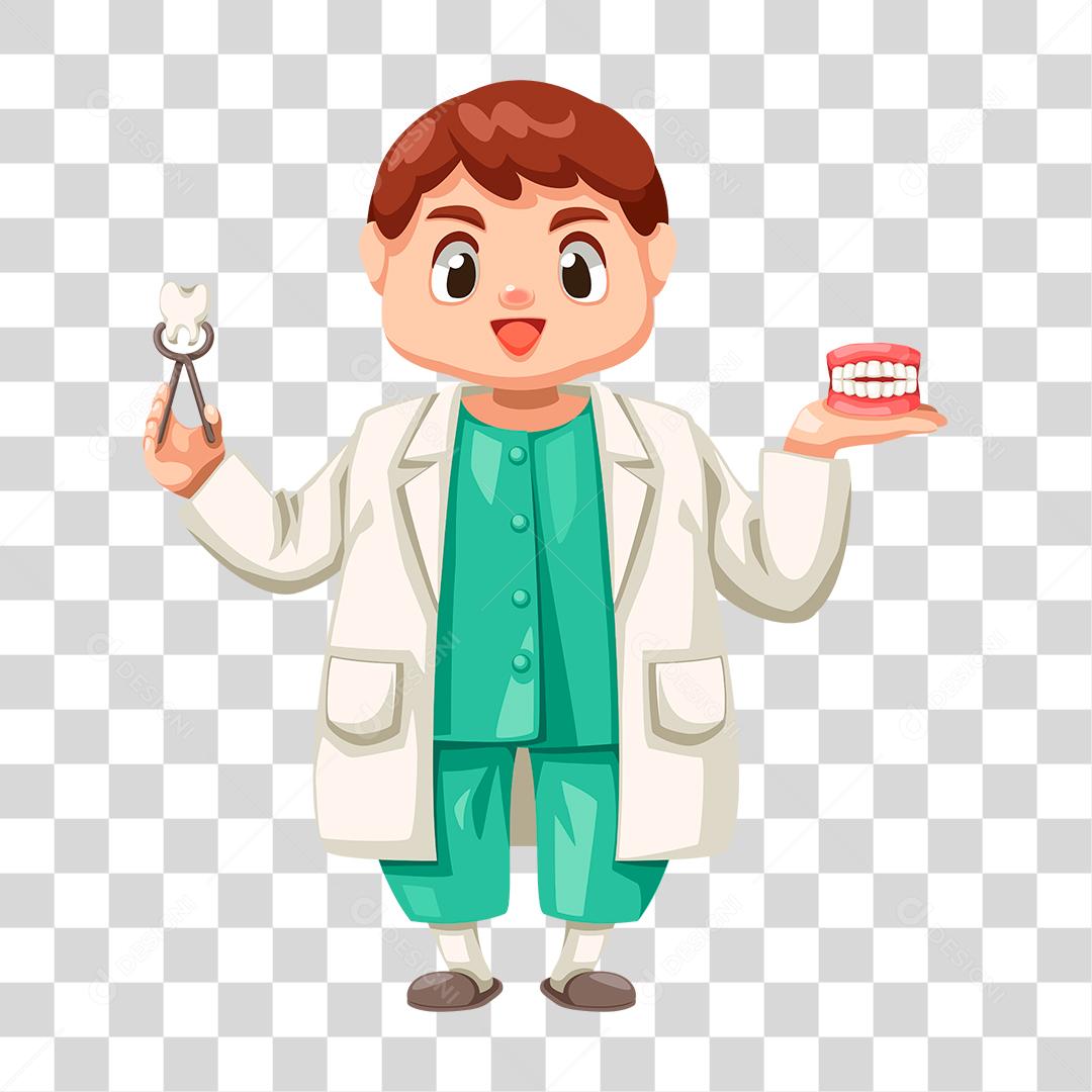 Desenho de dente sendo limpo saúde bocal