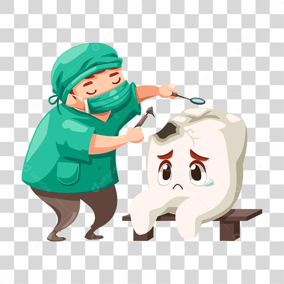 Desenho de Dentista Conceito dentista arrumando o dente
