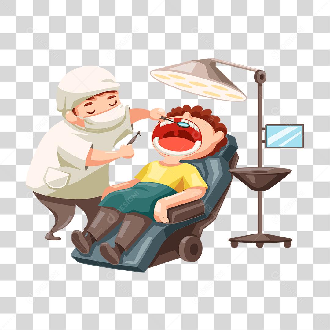 Desenho de Dentista Conceito dentista arrumando o dente