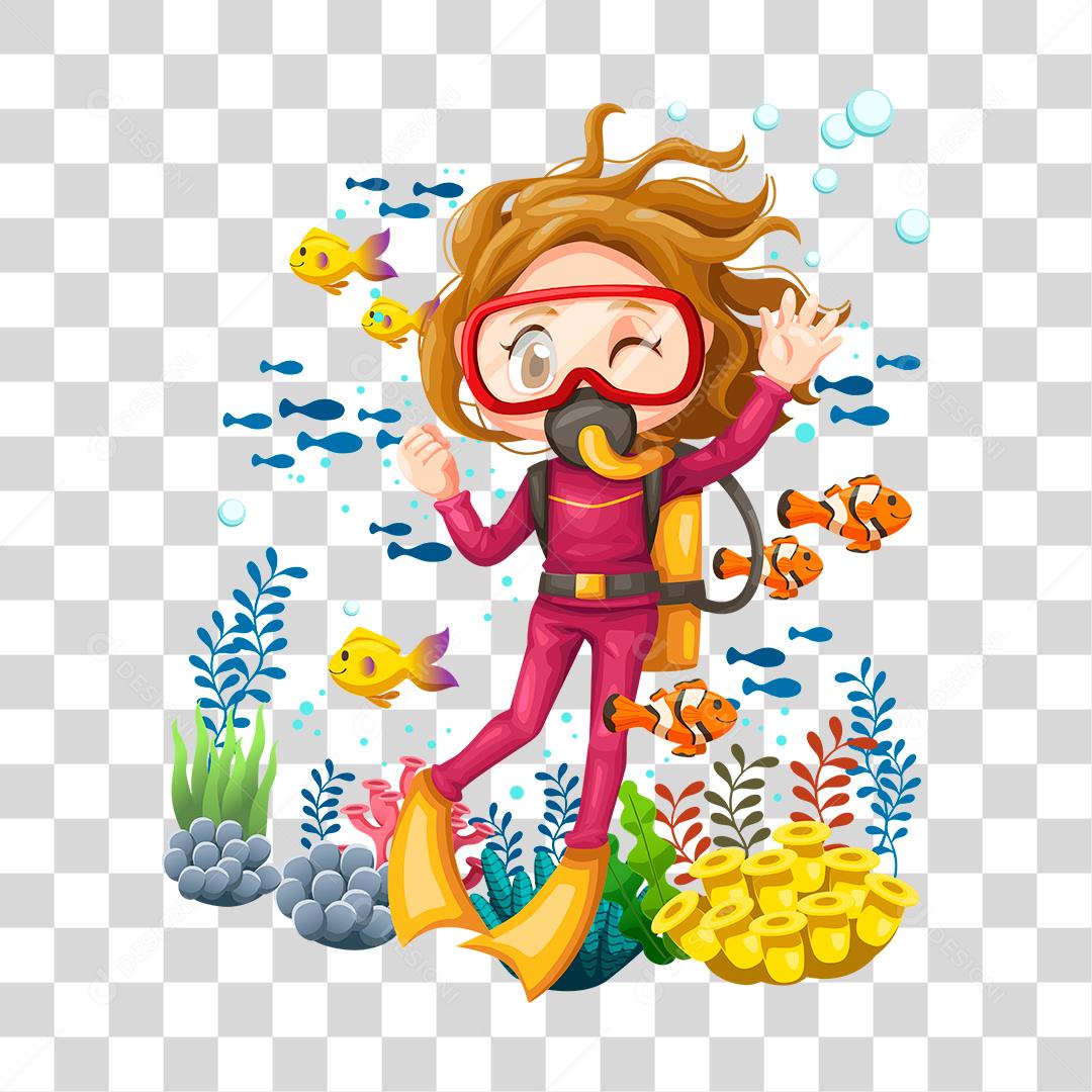 Desenho de mulher mergulhando