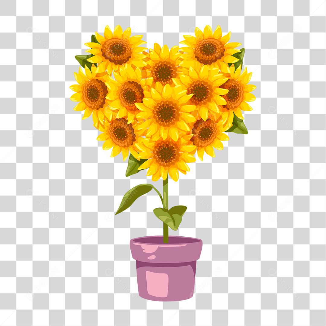 Desenho de flores formato de coraçao