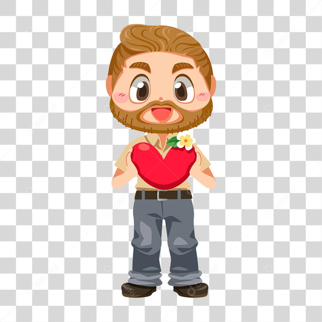 Desenho de homem segurando coração