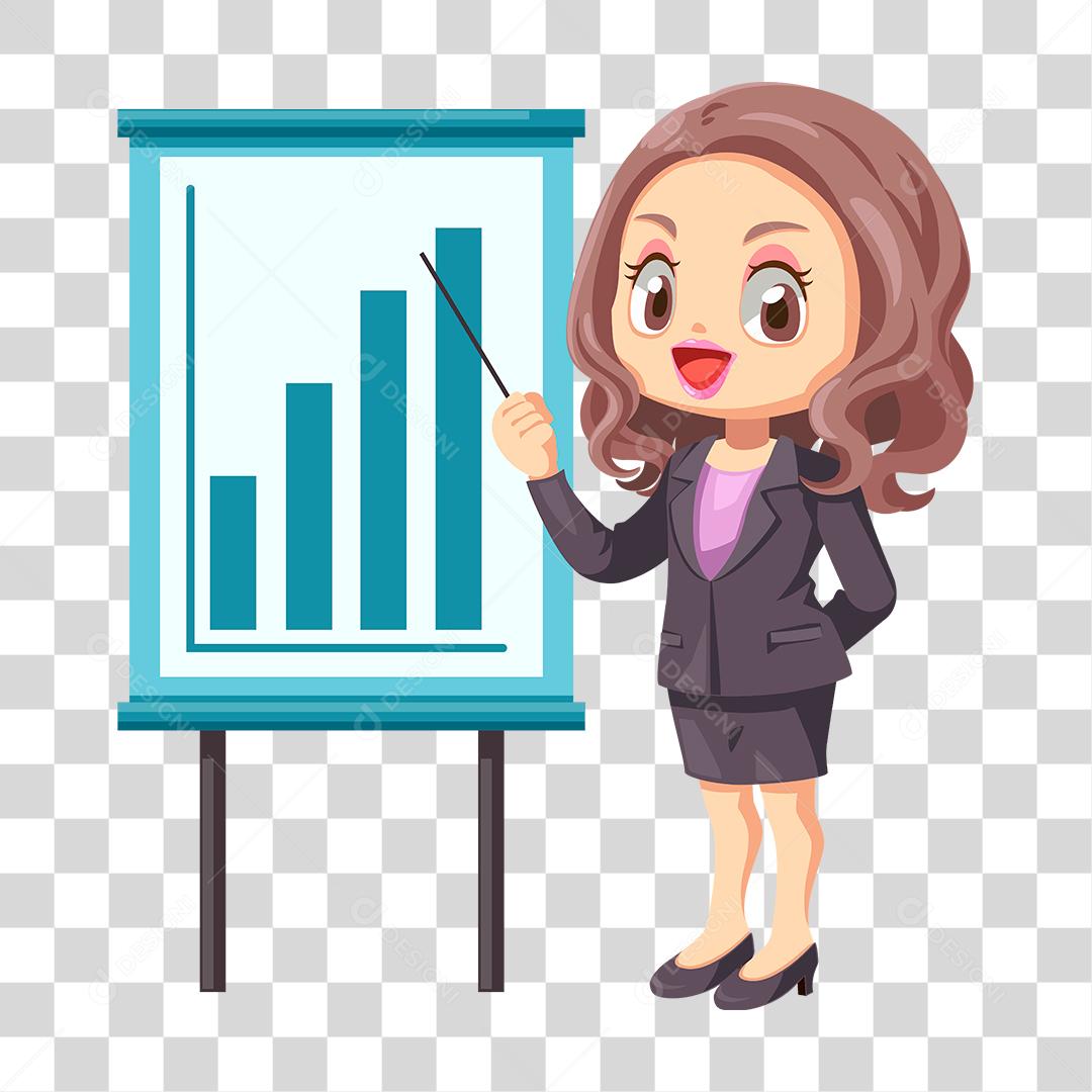 Desenho de mulher olhando grafico