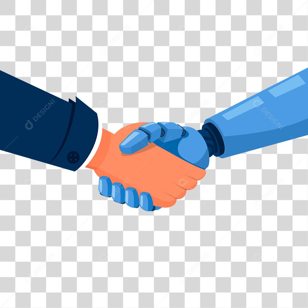 Aperto de mãos dadas juntos mão robótica e mão humana