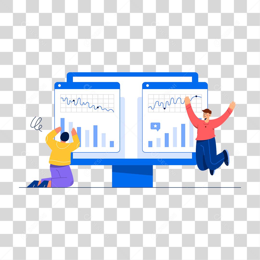 Desenho de jovens empresarios em um escritorio pensando em trabalhos