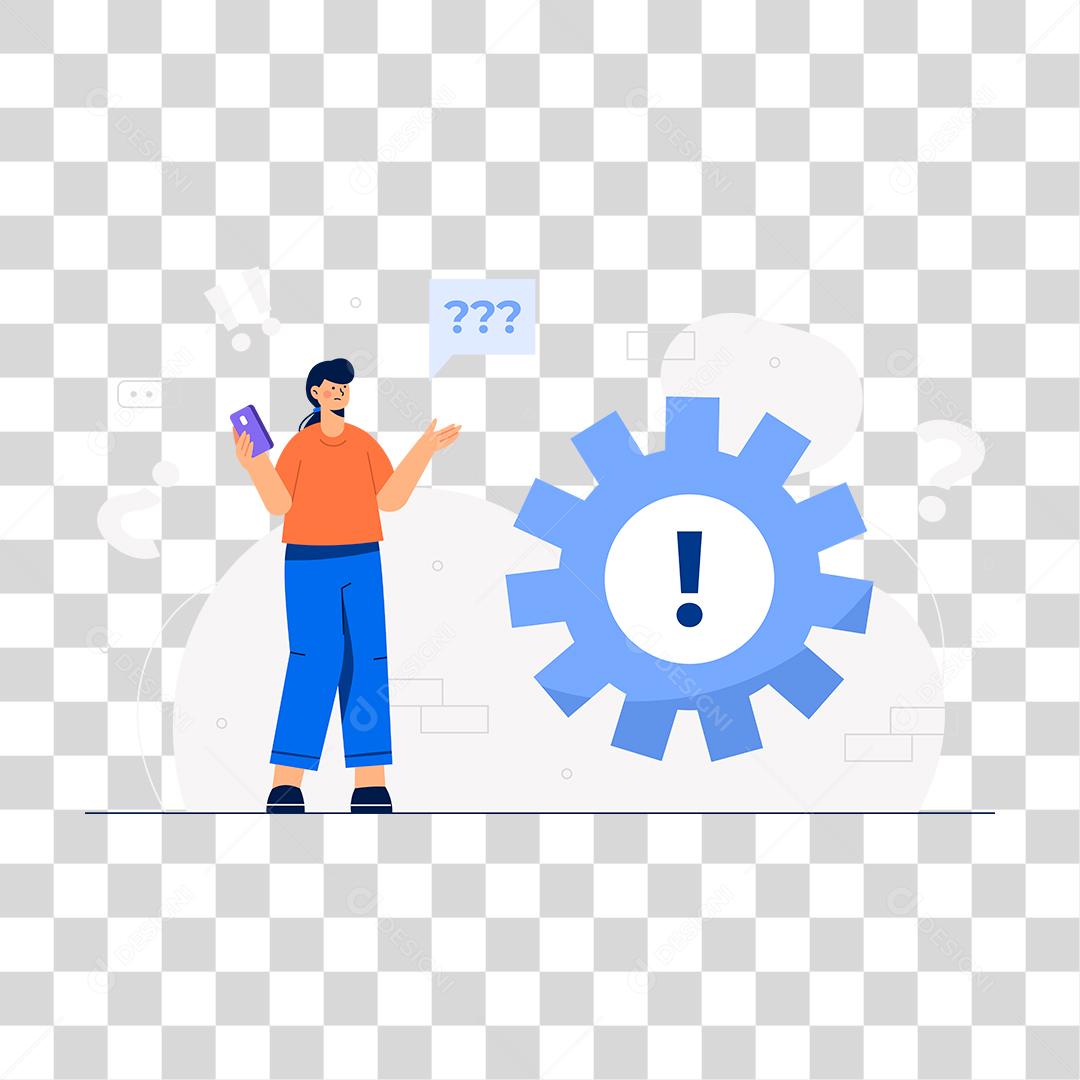 Desenho de Pessoa olhando engrenagem configuração