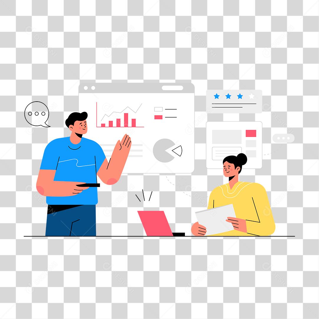 Desenho de pessoa analizando grafico