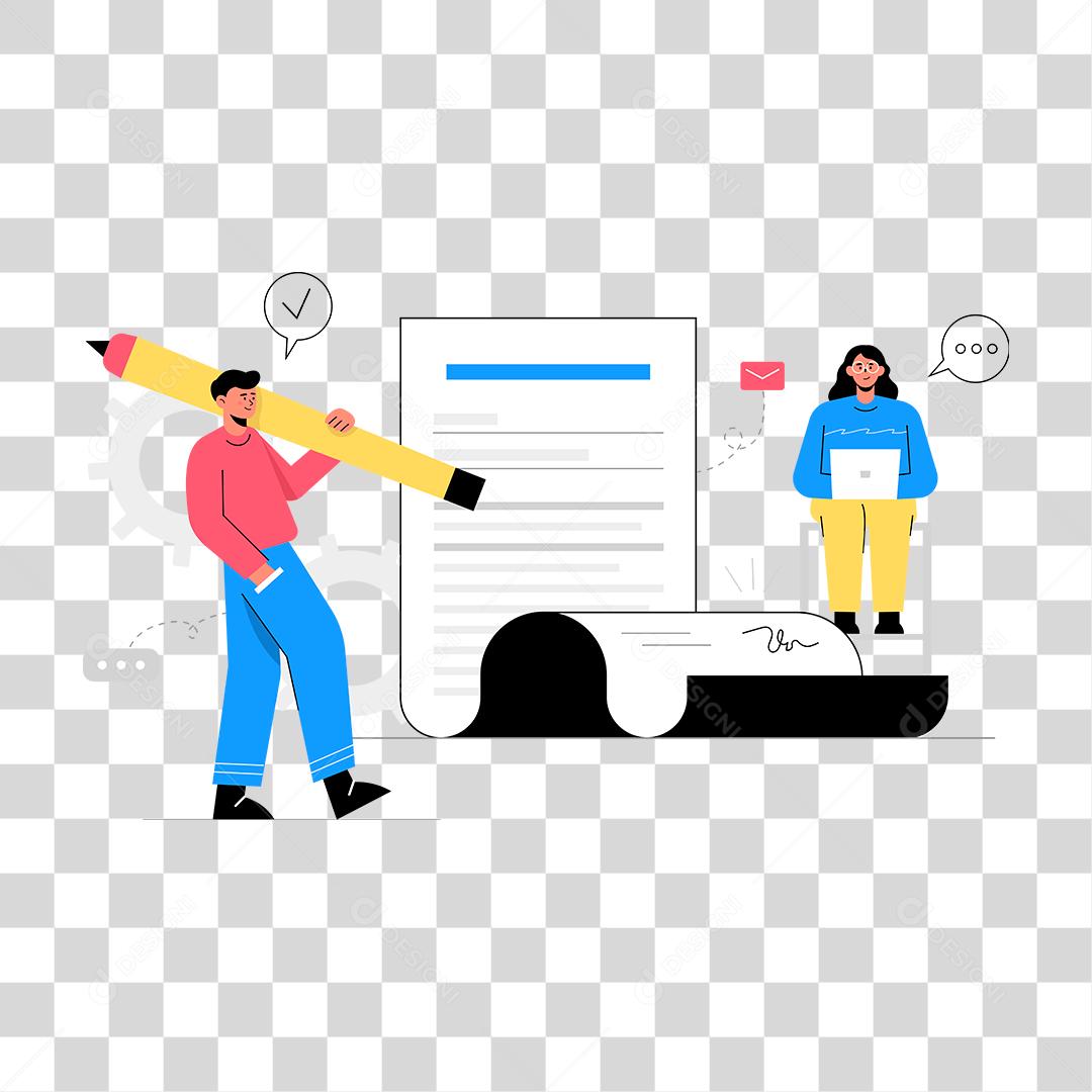 Desenho de pessoa assinando contrato