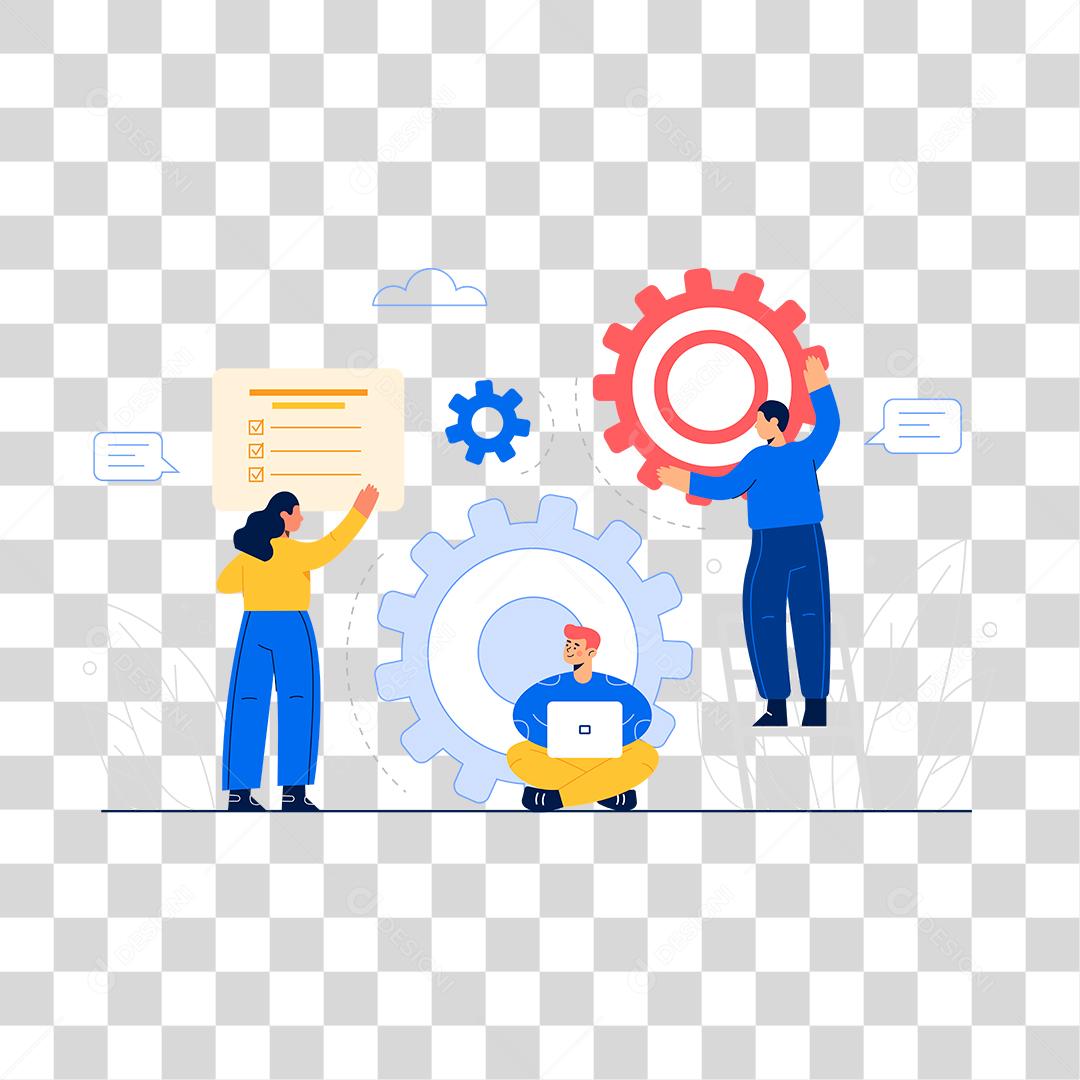 Desenho de pessoa mexendo configurações notebook