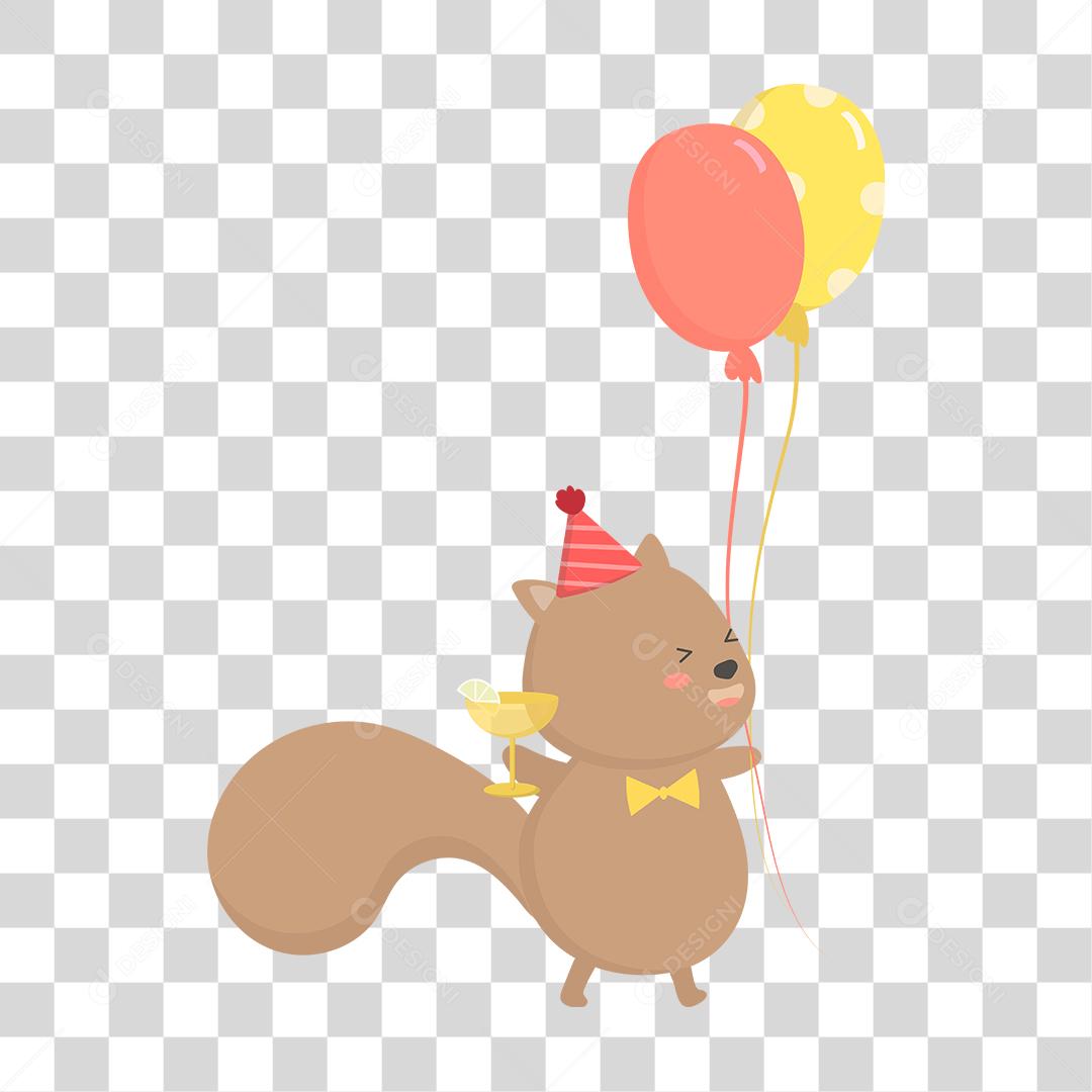 Desenho de animal segurando balao