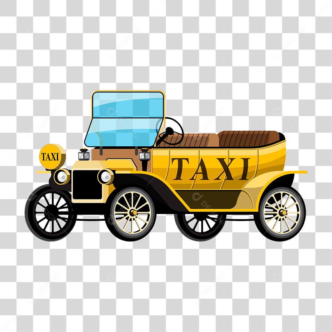 Desenho de um carro antigo de taxi
