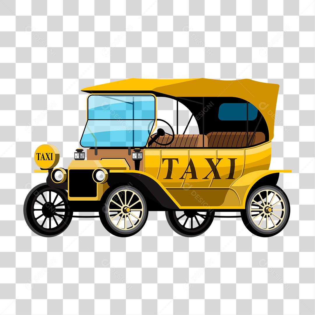 Desenho de um carro antigo de taxi