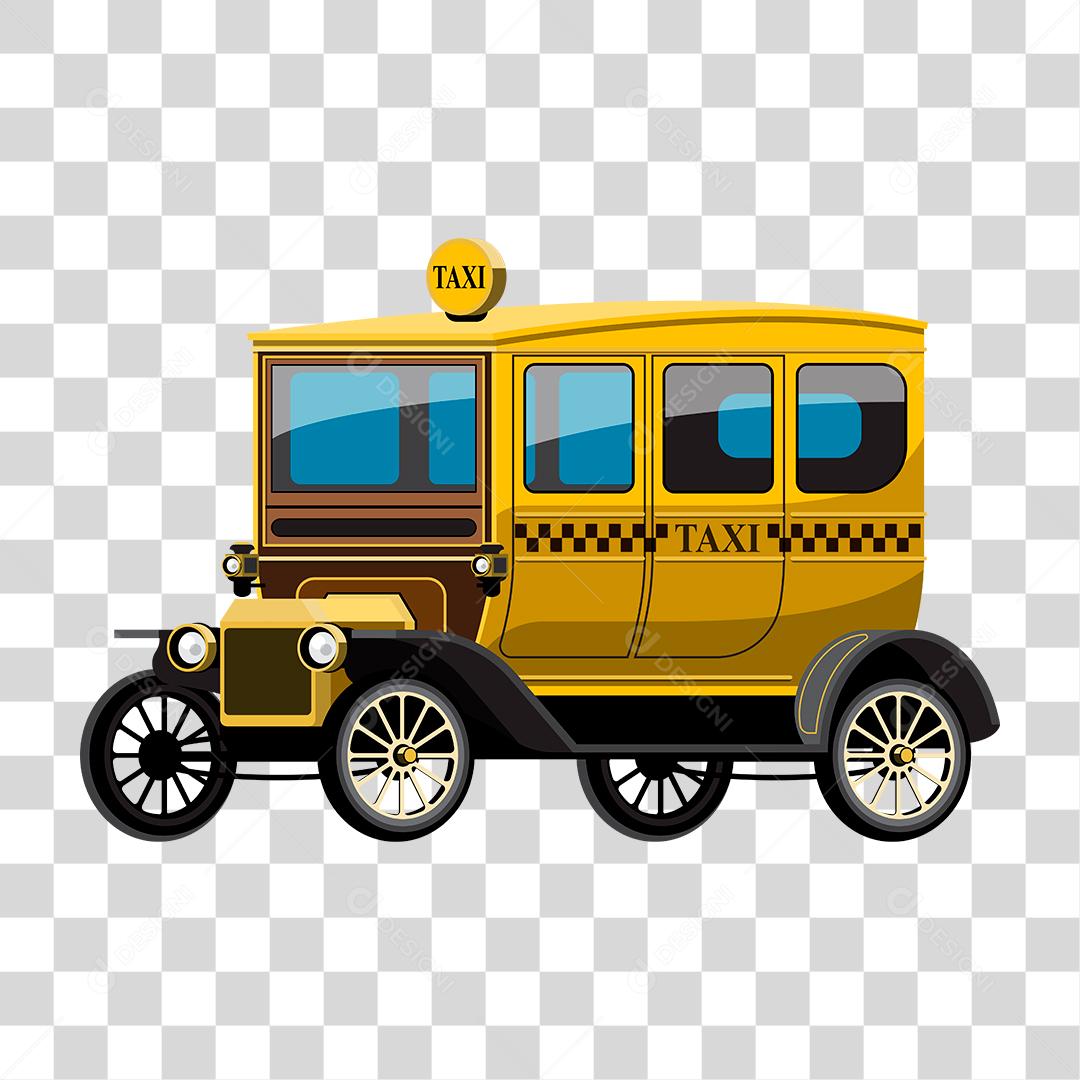 Desenho de um carro antigo de taxi