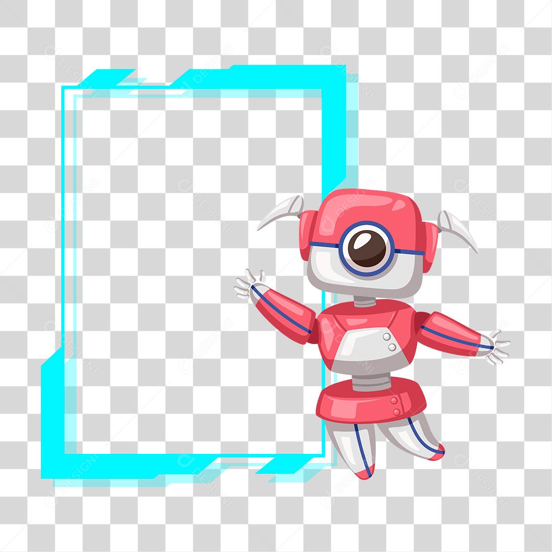 Desenho de robo e quadro rosa