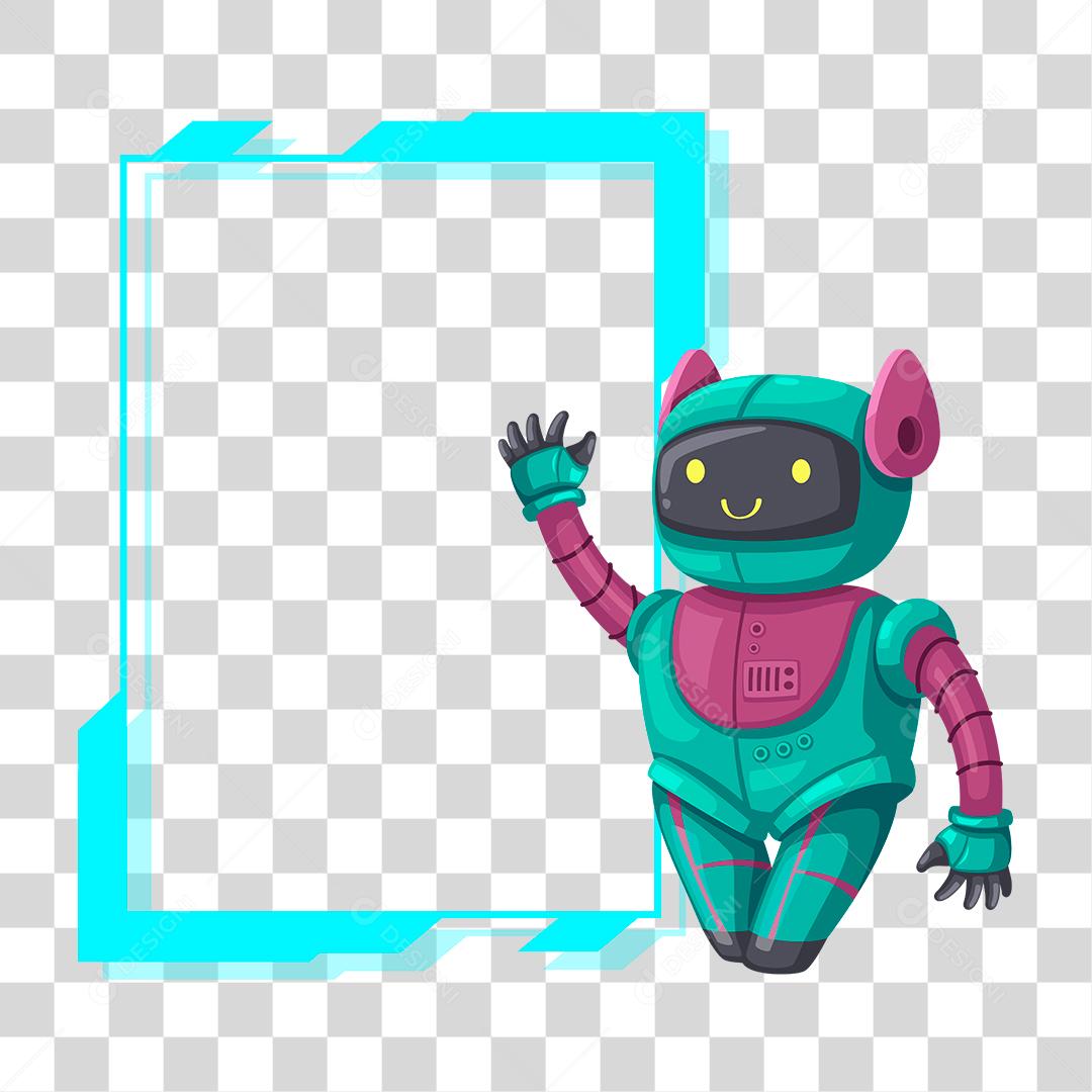 Desenho de robo e quadro rosa