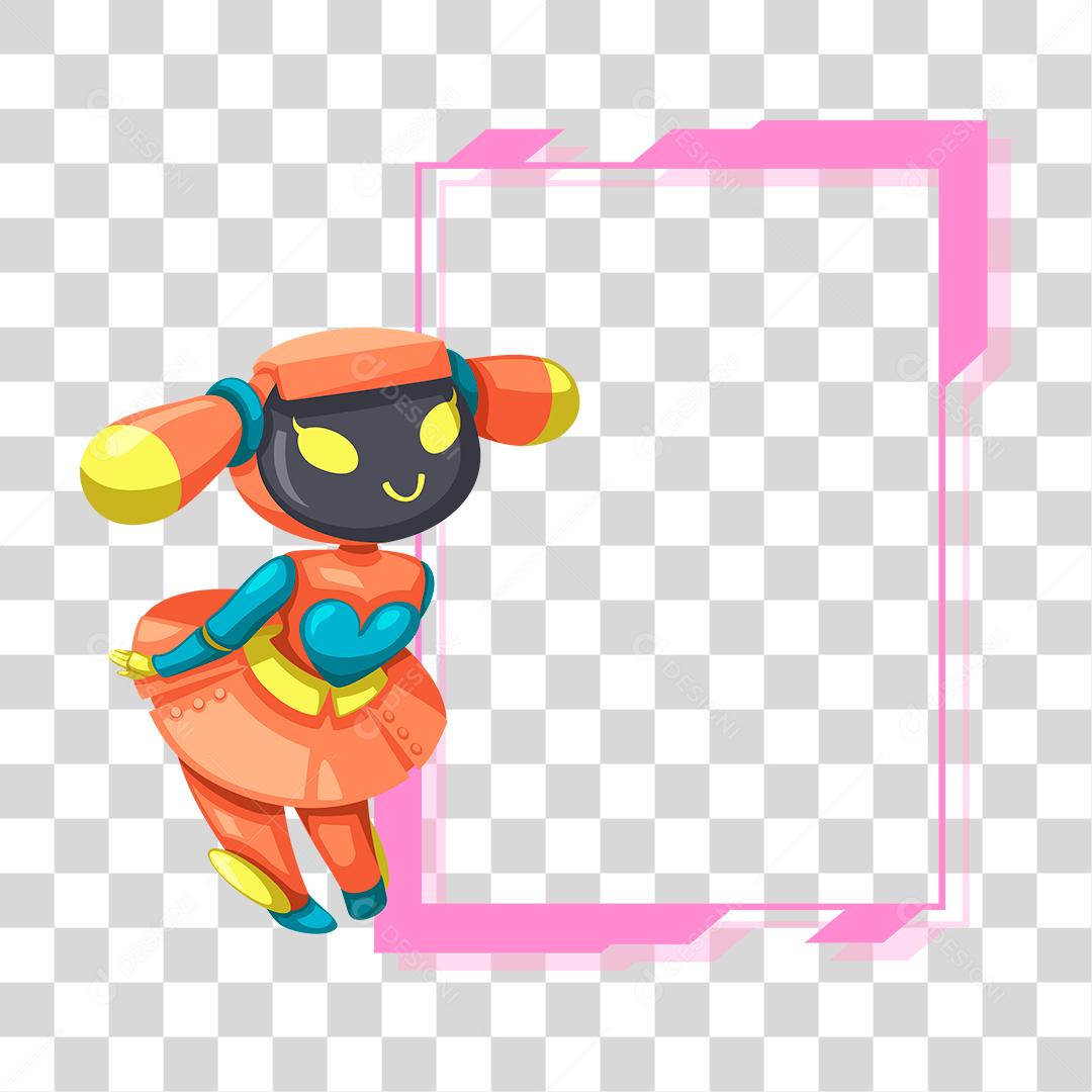 Desenho de robo e quadro rosa