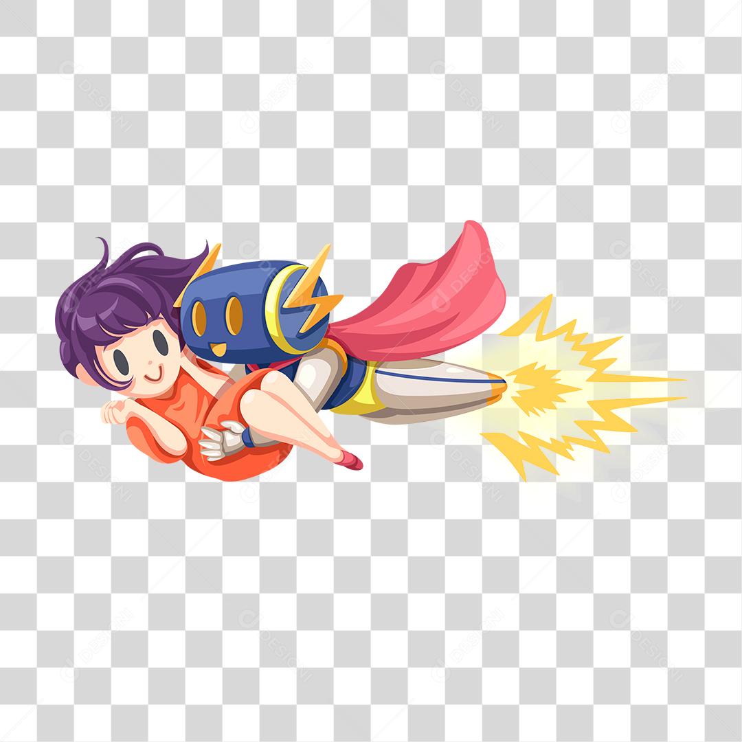 Desenho de menina foguete