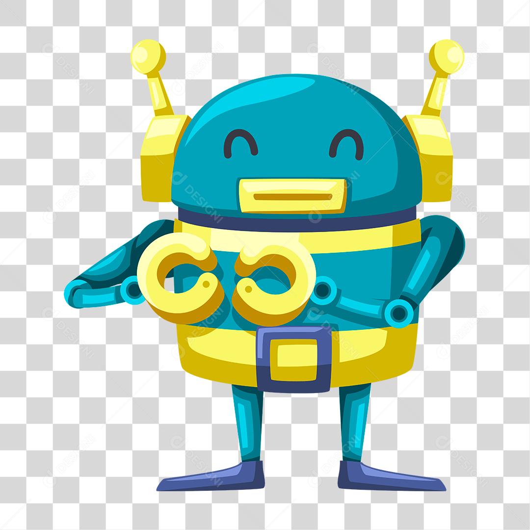 Desenho de robô azul e amarelo PNG Transparente