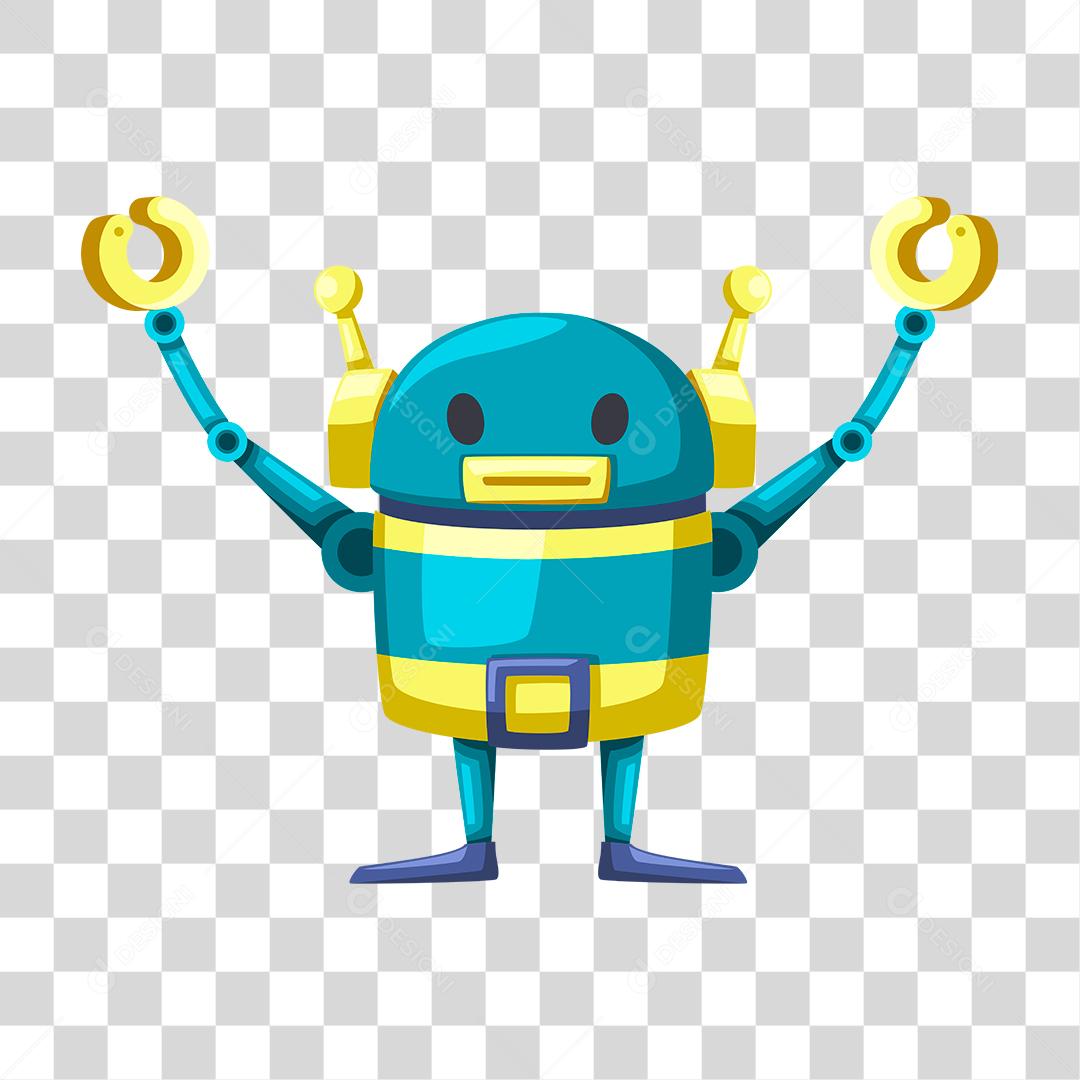 Desenho de robô azul e amarelo PNG Transparente