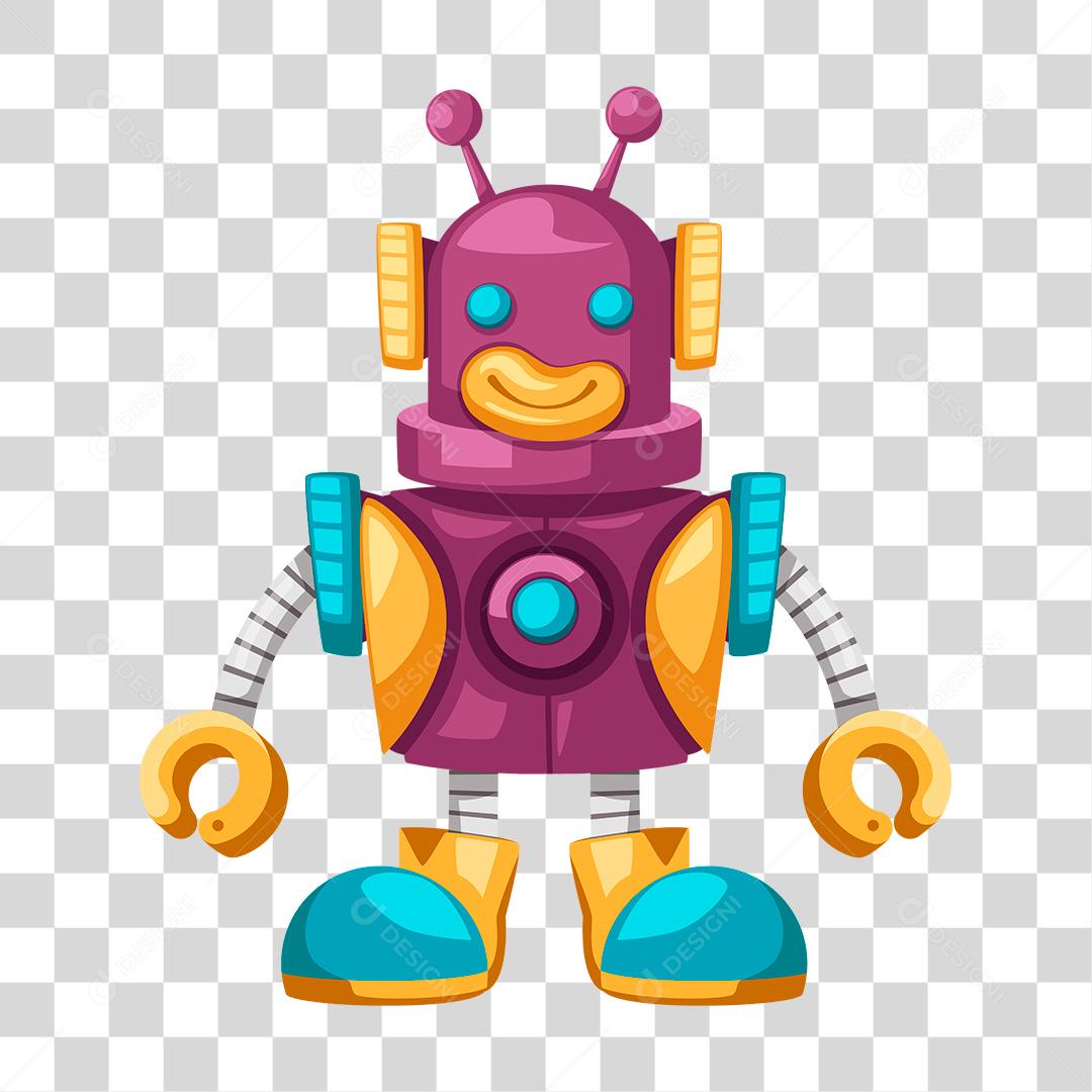 Desenho de robô vermelho e amarelo PNG Transparente