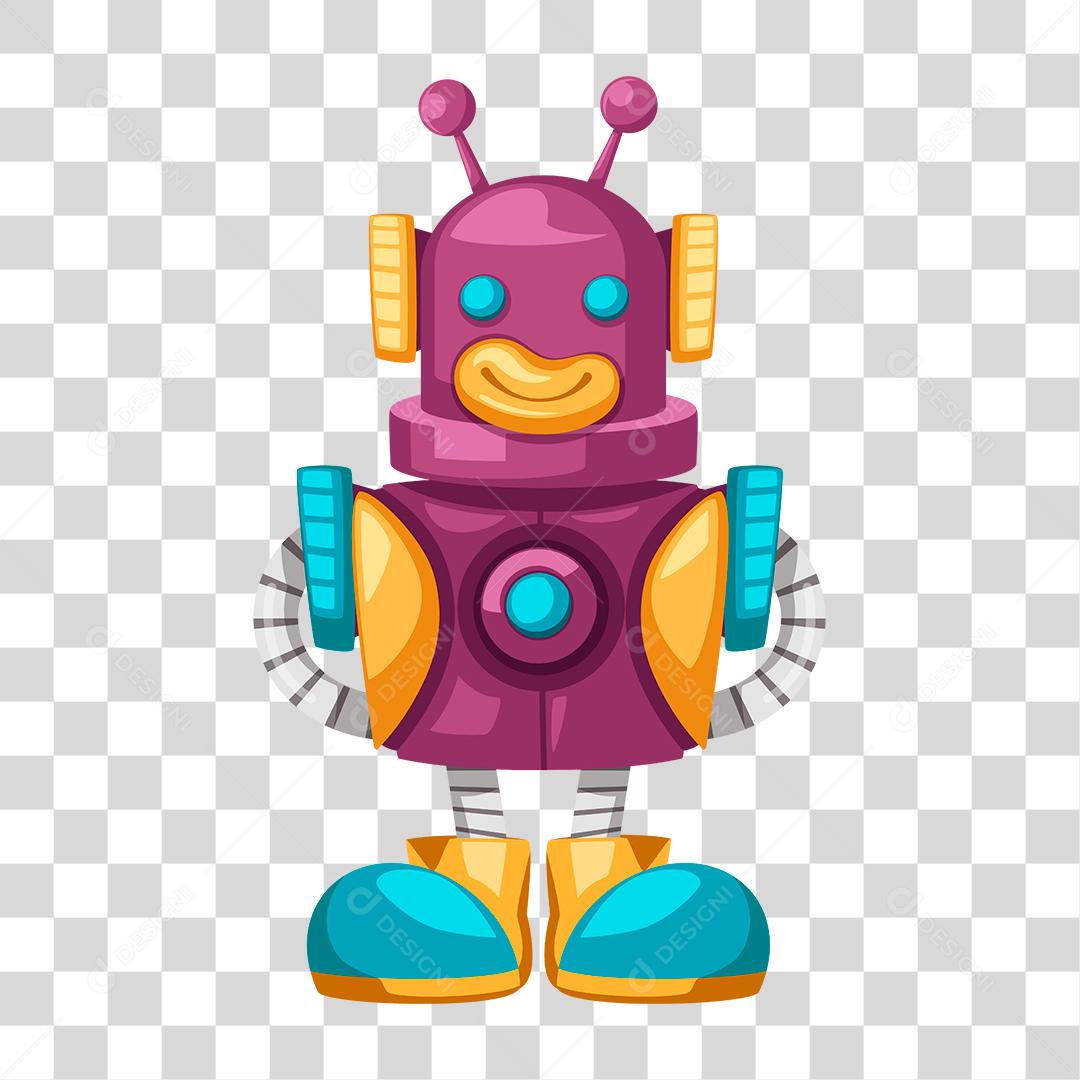 Desenho de robô vermelho e amarelo PNG Transparente