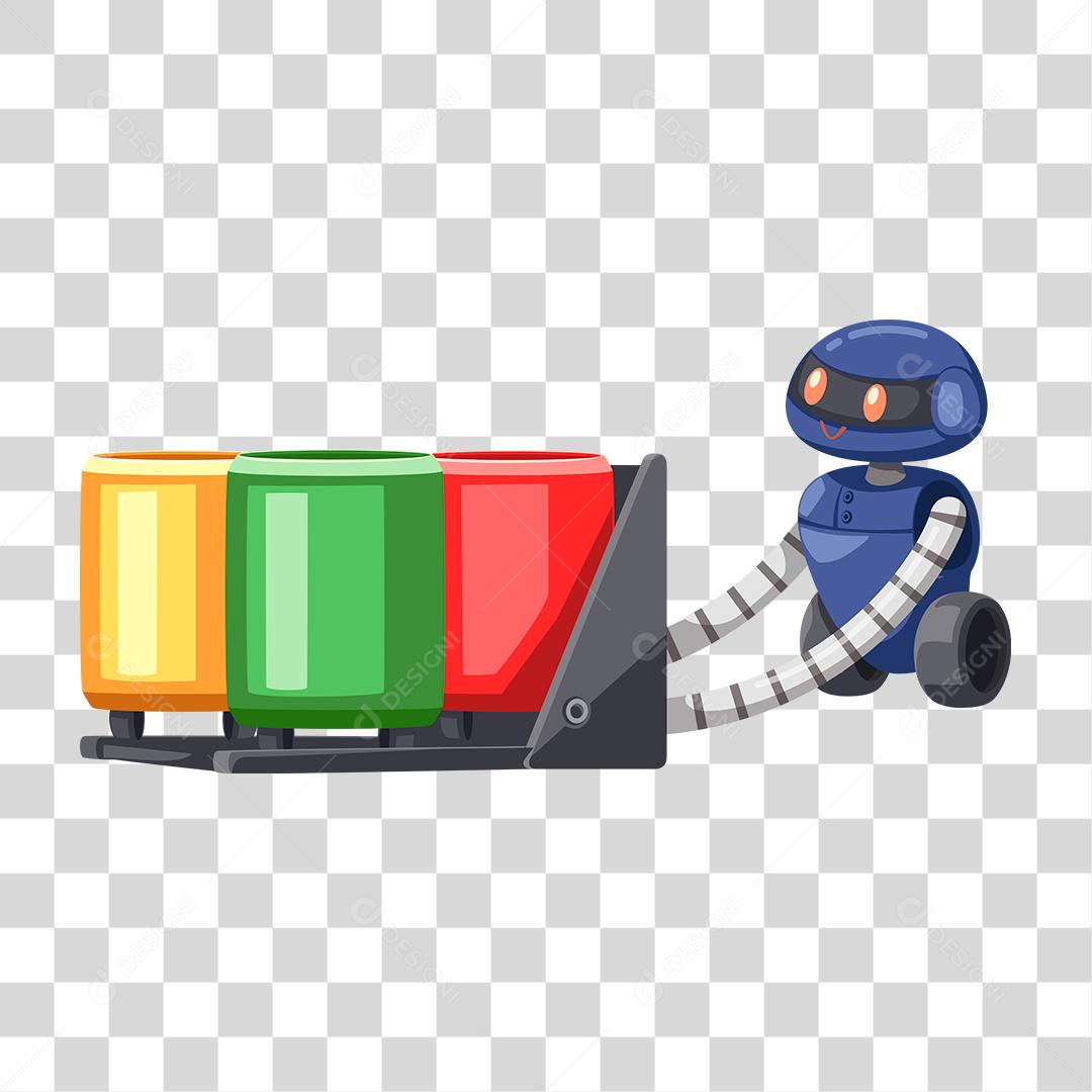 Desenho de robô carregando objetos PNG Transparente