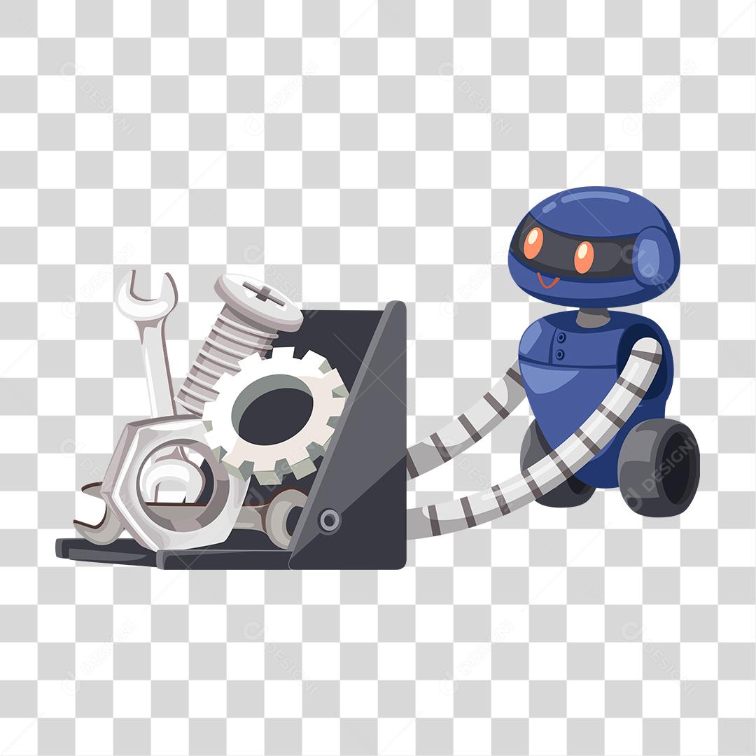 Desenho de robô carregando objetos PNG Transparente
