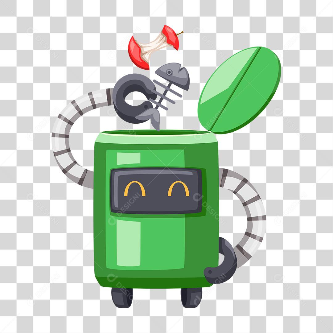 Desenho de robô lixeiro PNG Transparente