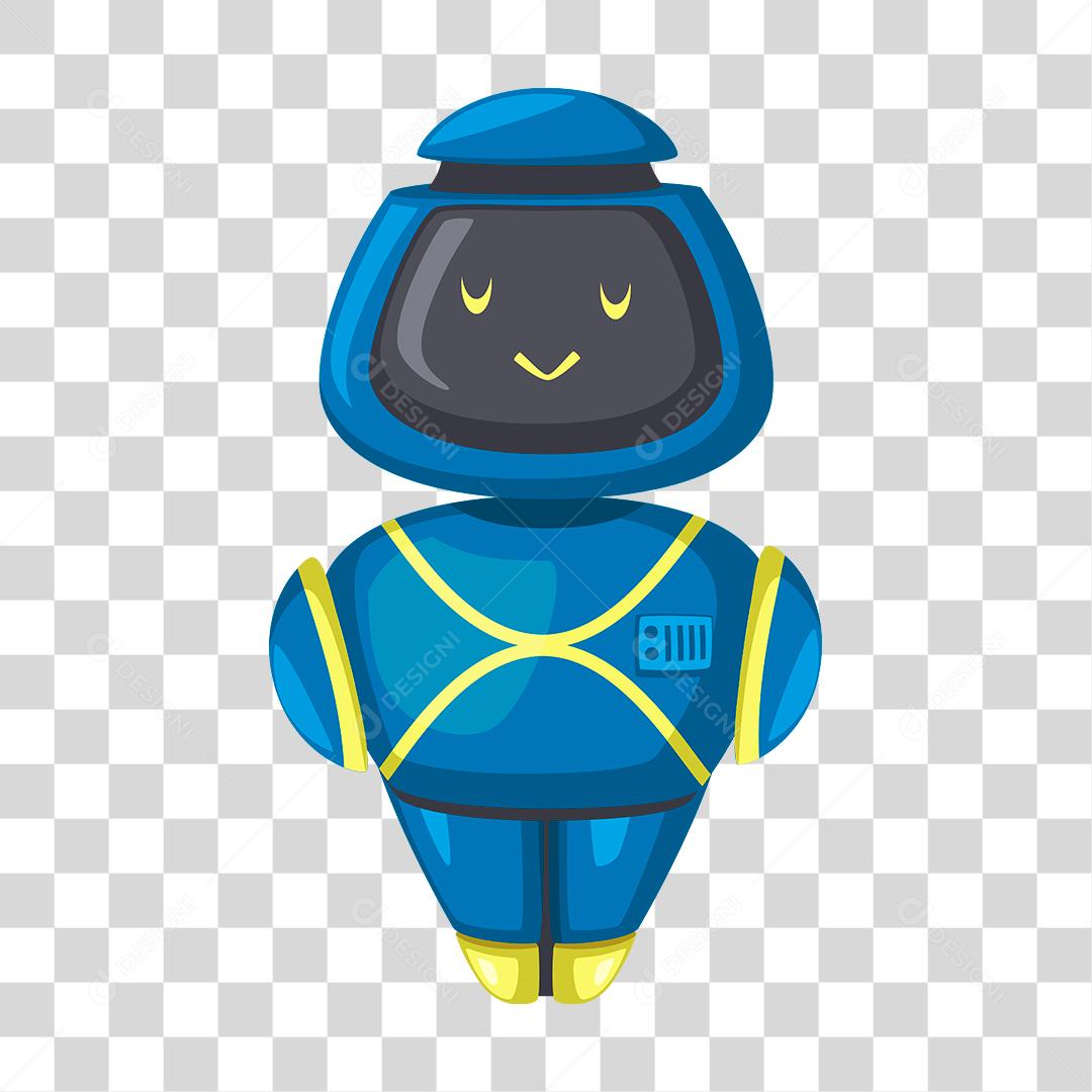 Desenho de robô forte azul PNG Transparente