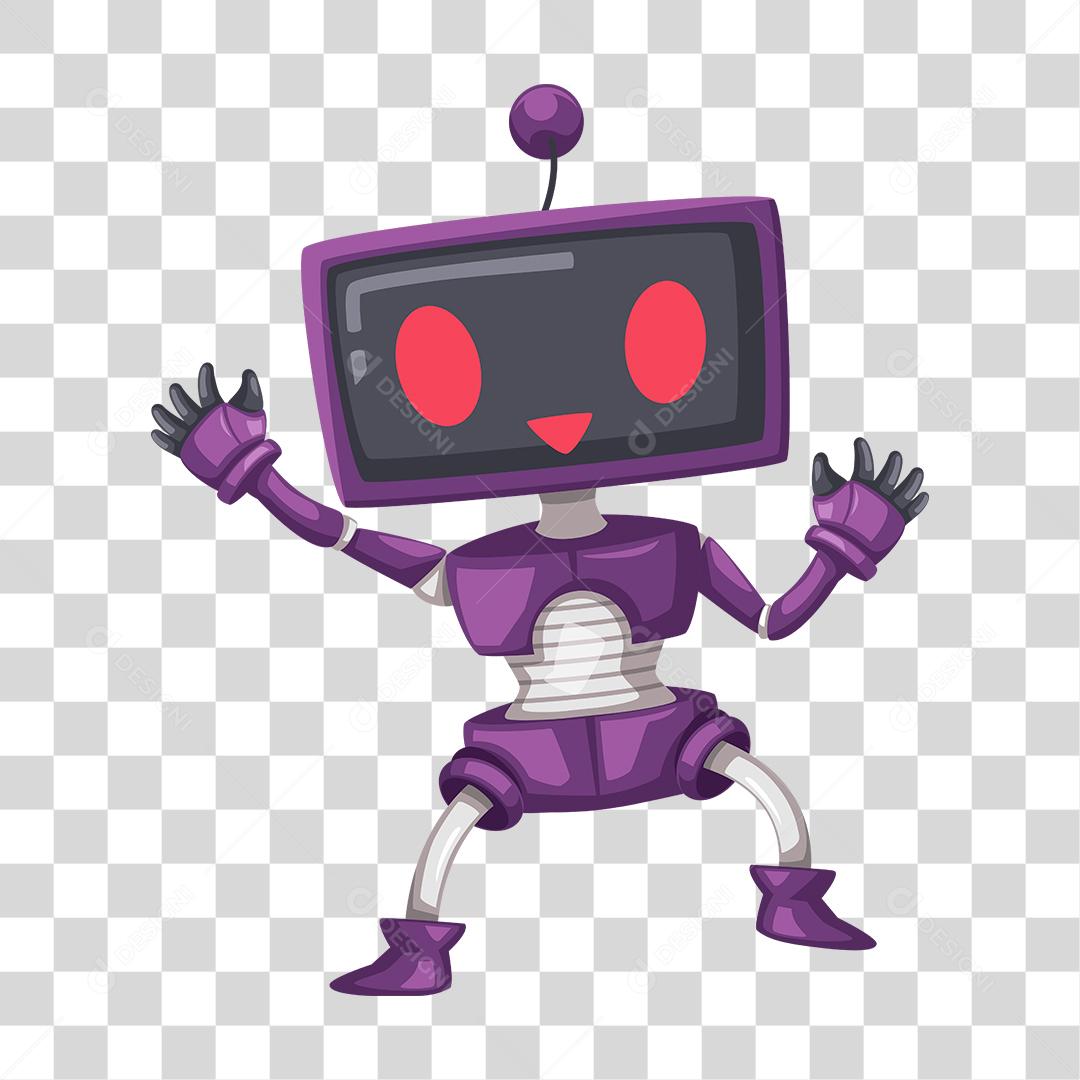 Desenho de robô roxo com tela PNG Transparente