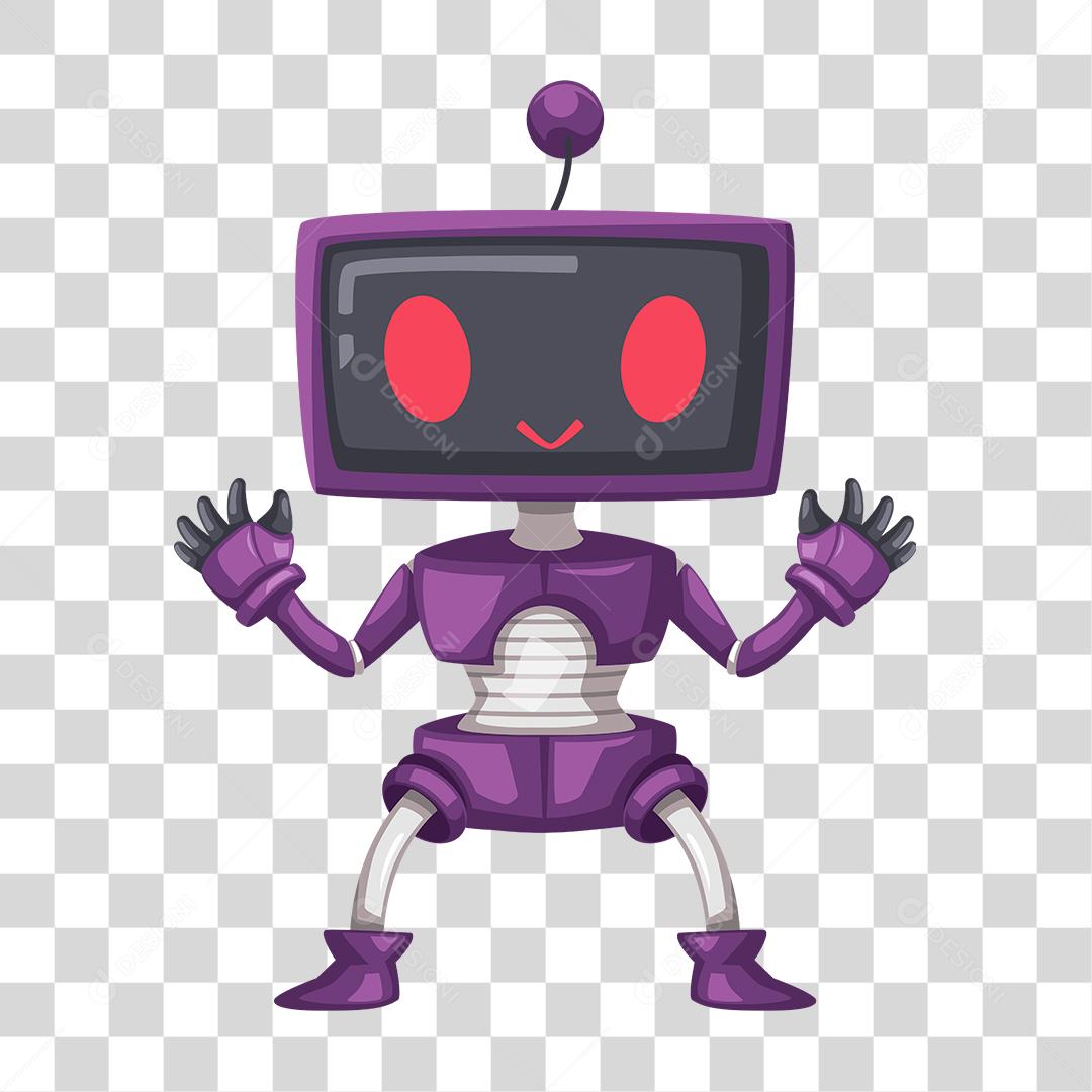 Desenho de robô roxo com tela PNG Transparente