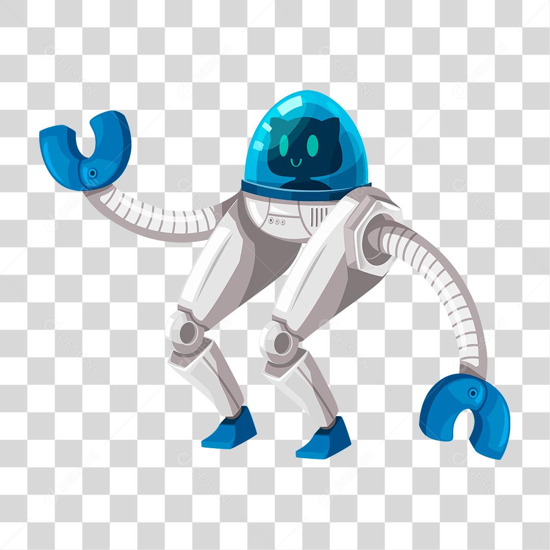 Desenho de robô azul e branco branco PNG Transparente