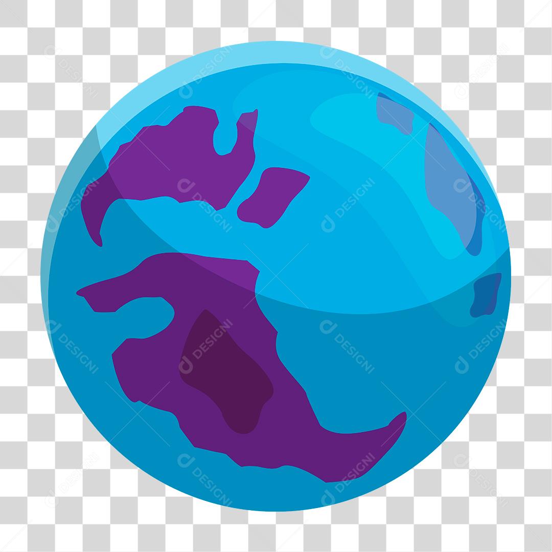 desenho de um planeta azul com roxo