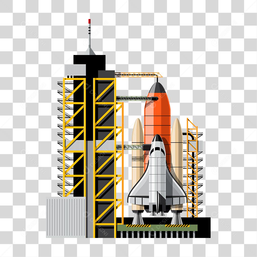 Desenho de uma base que lança foguetes e aeronaves