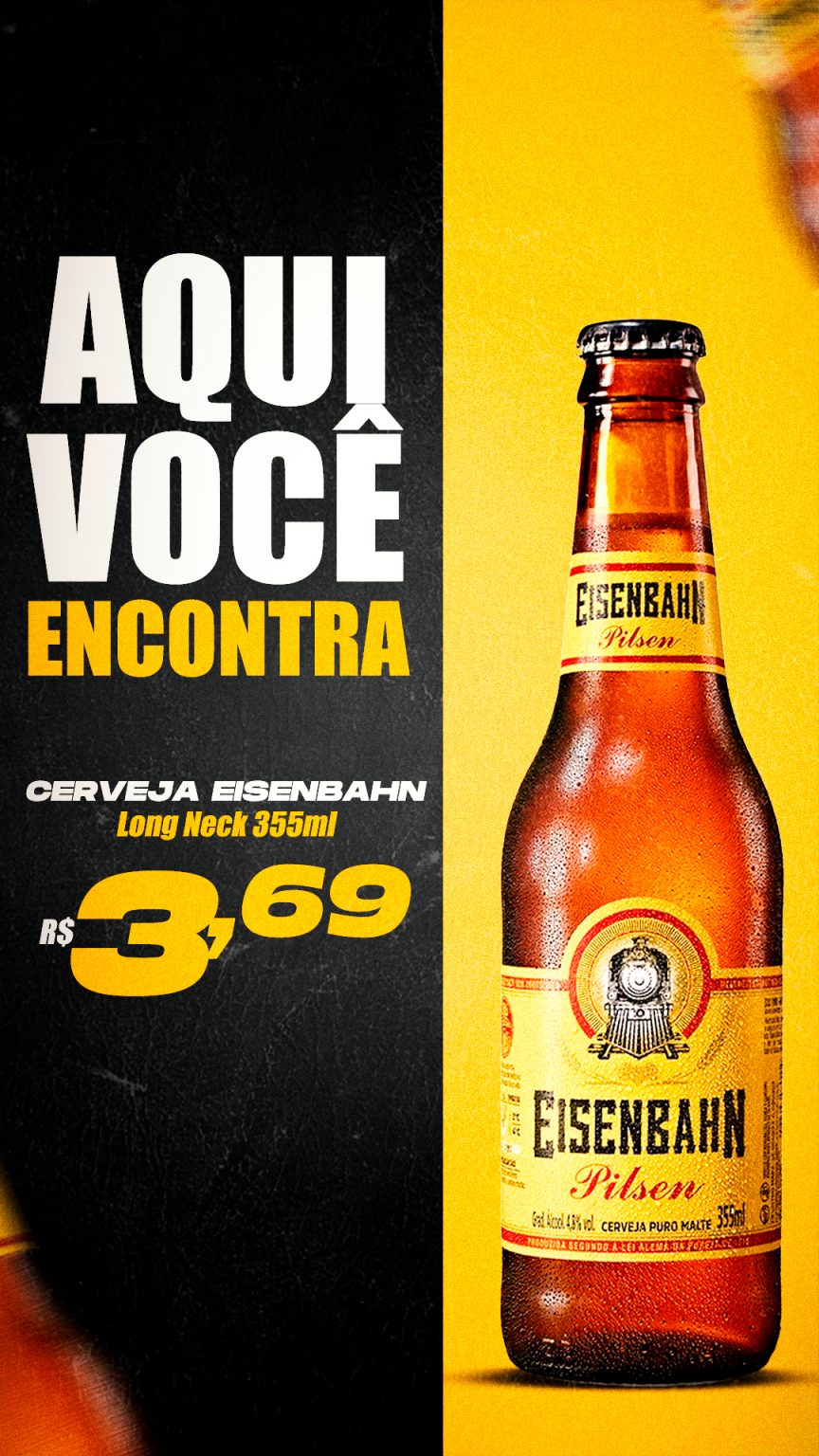 Aqui Você Encontra Cerveja Eisenbahn Social Media PSD Editável
