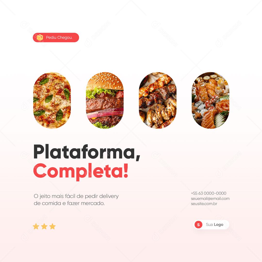 Social Media Delivery Comida Bebidas Pediu Chegou Plataforma Completa PSD Editável