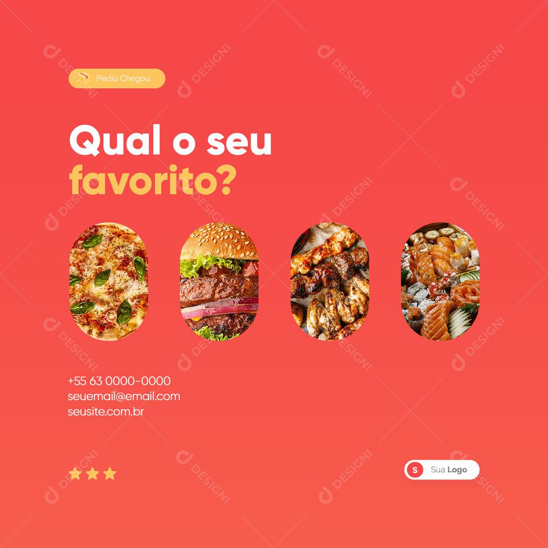 Post Delivery Hamburgueira Qual o Seu Favorito? Social Media PSD Editável