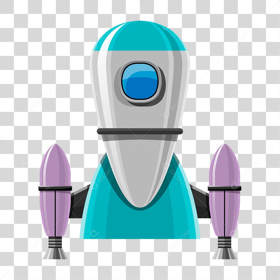 Desenho foguete colorido decolando