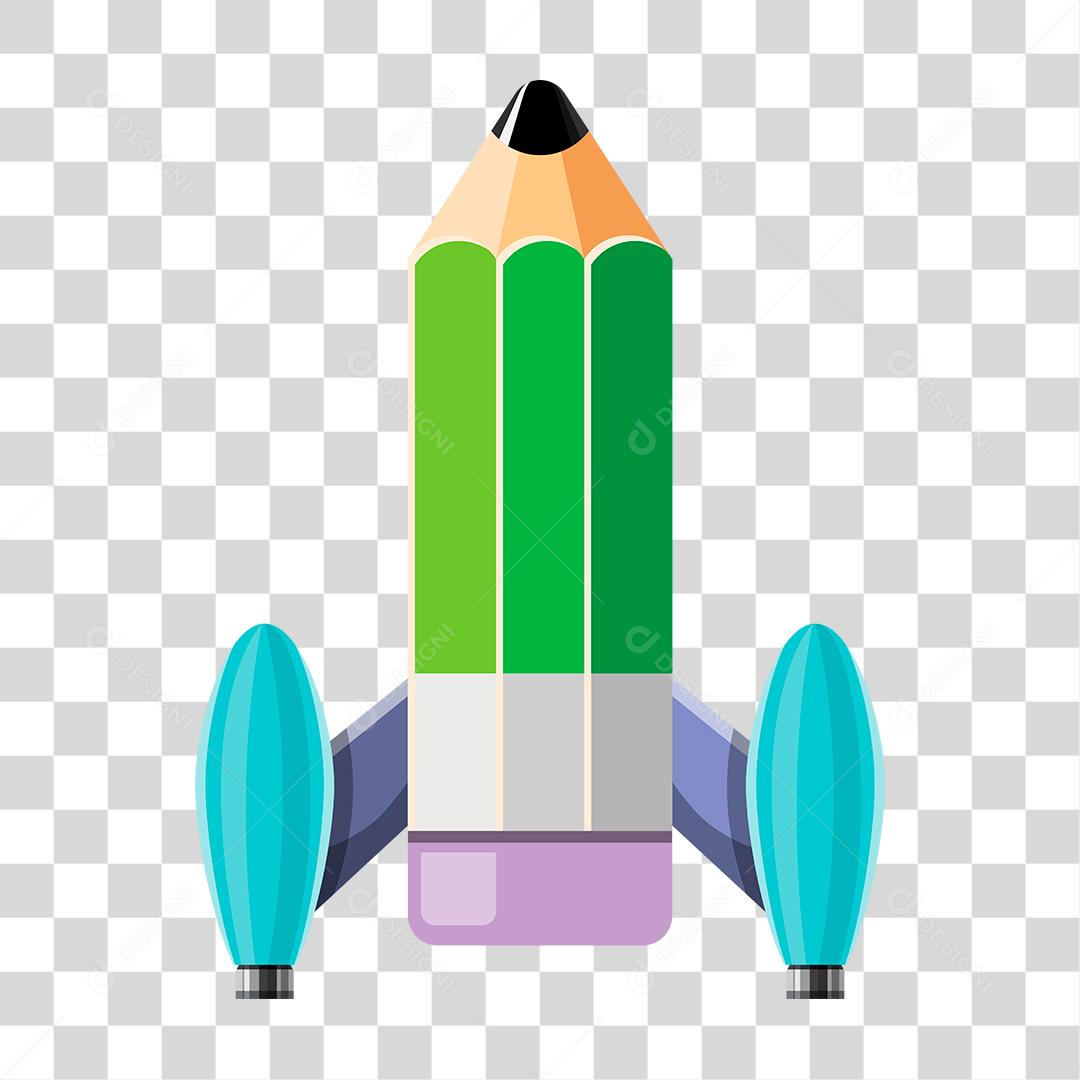 Desenho de uma lápis em forma de foguete