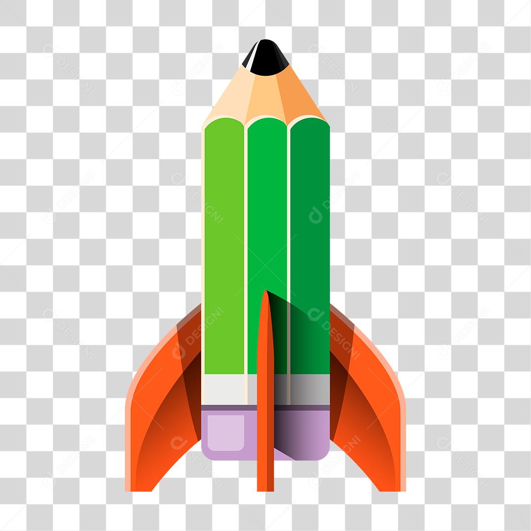 Desenho de uma lápis em forma de foguete
