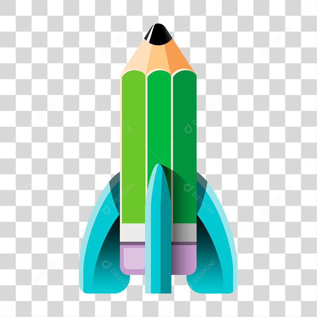 Desenho de uma lápis em forma de foguete