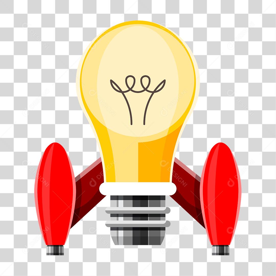 Desenho de uma lâmpada em forma de foguete