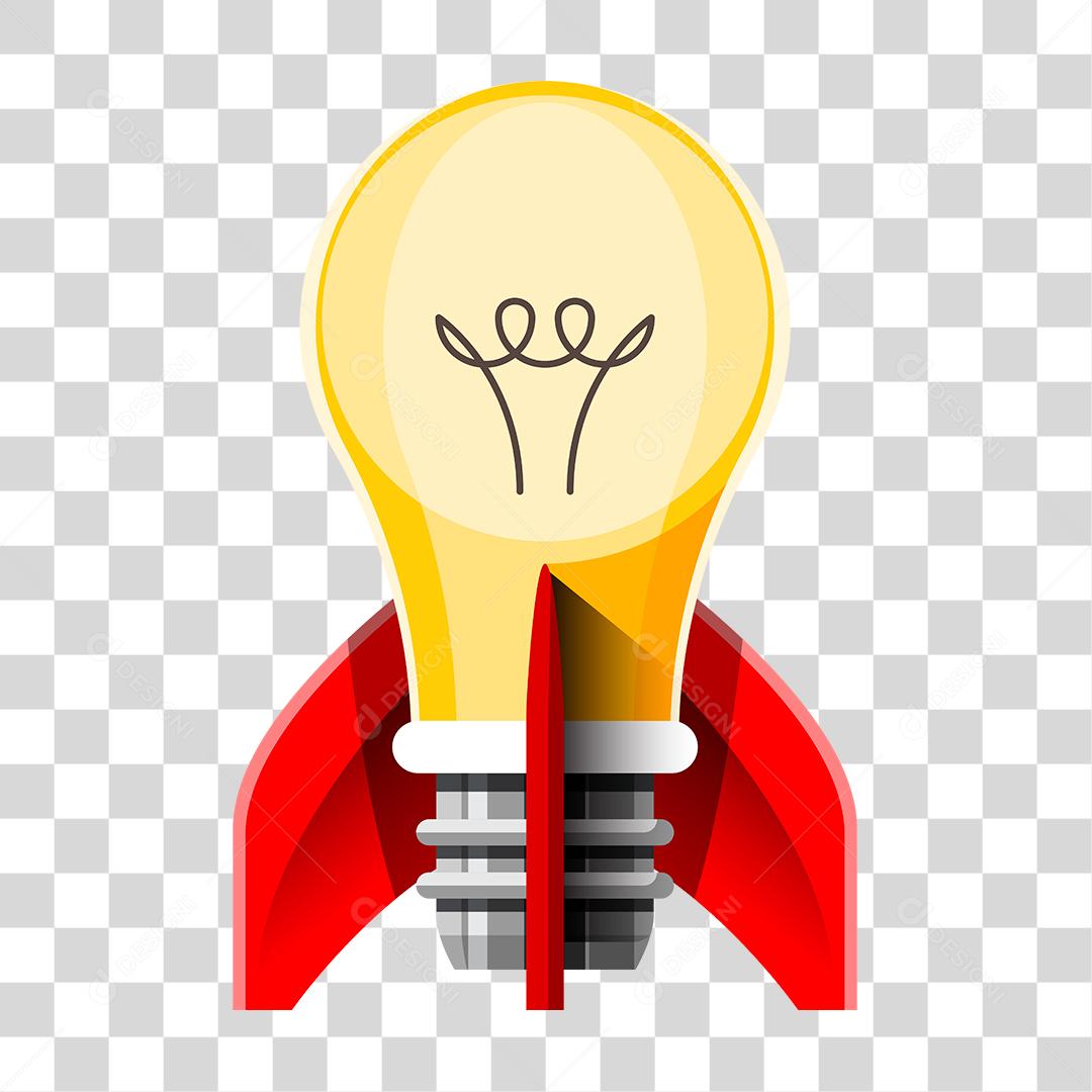 Desenho de uma lâmpada em forma de foguete