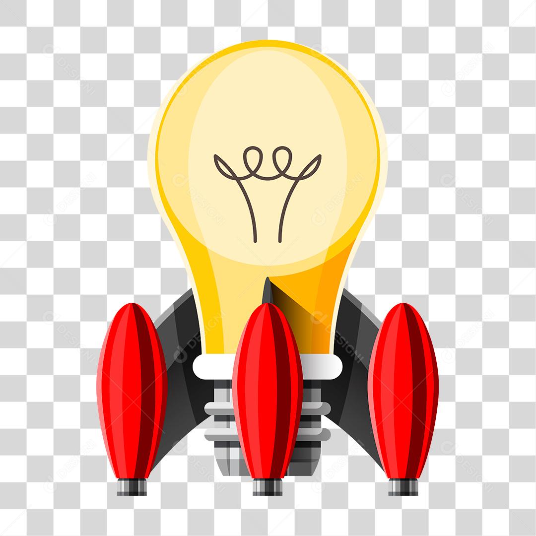 Desenho de uma lâmpada em forma de foguete