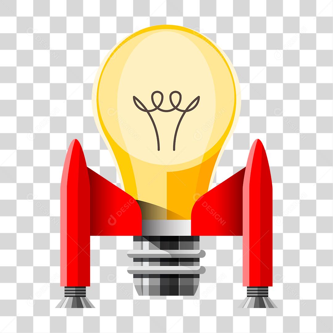 Desenho de uma lâmpada em forma de foguete