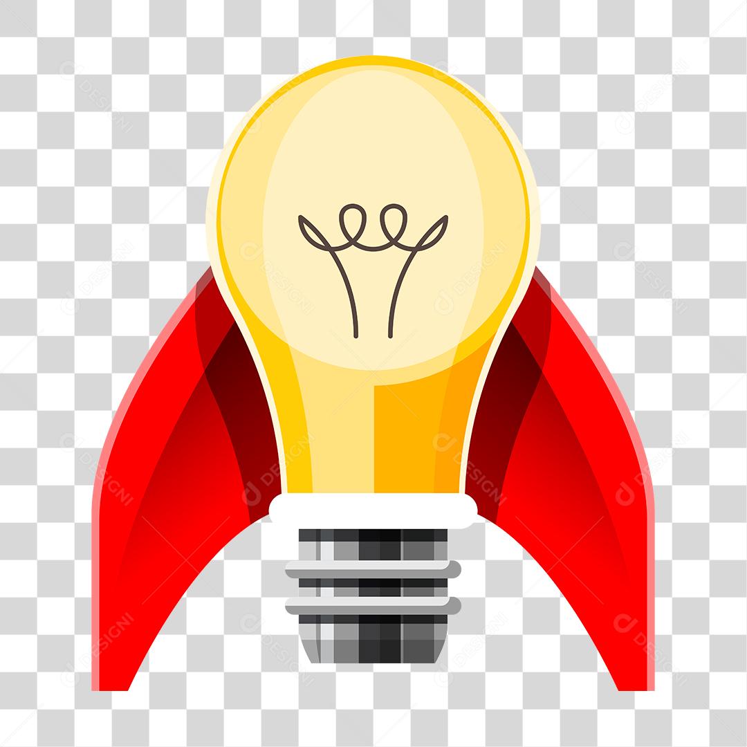 Desenho de uma lâmpada em forma de foguete