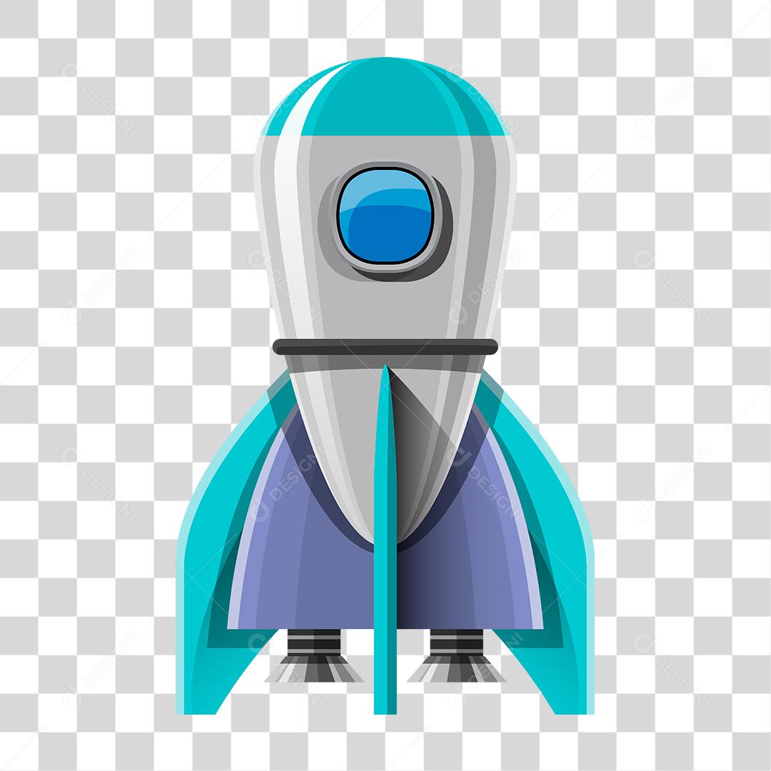 Desenho foguete colorido decolando