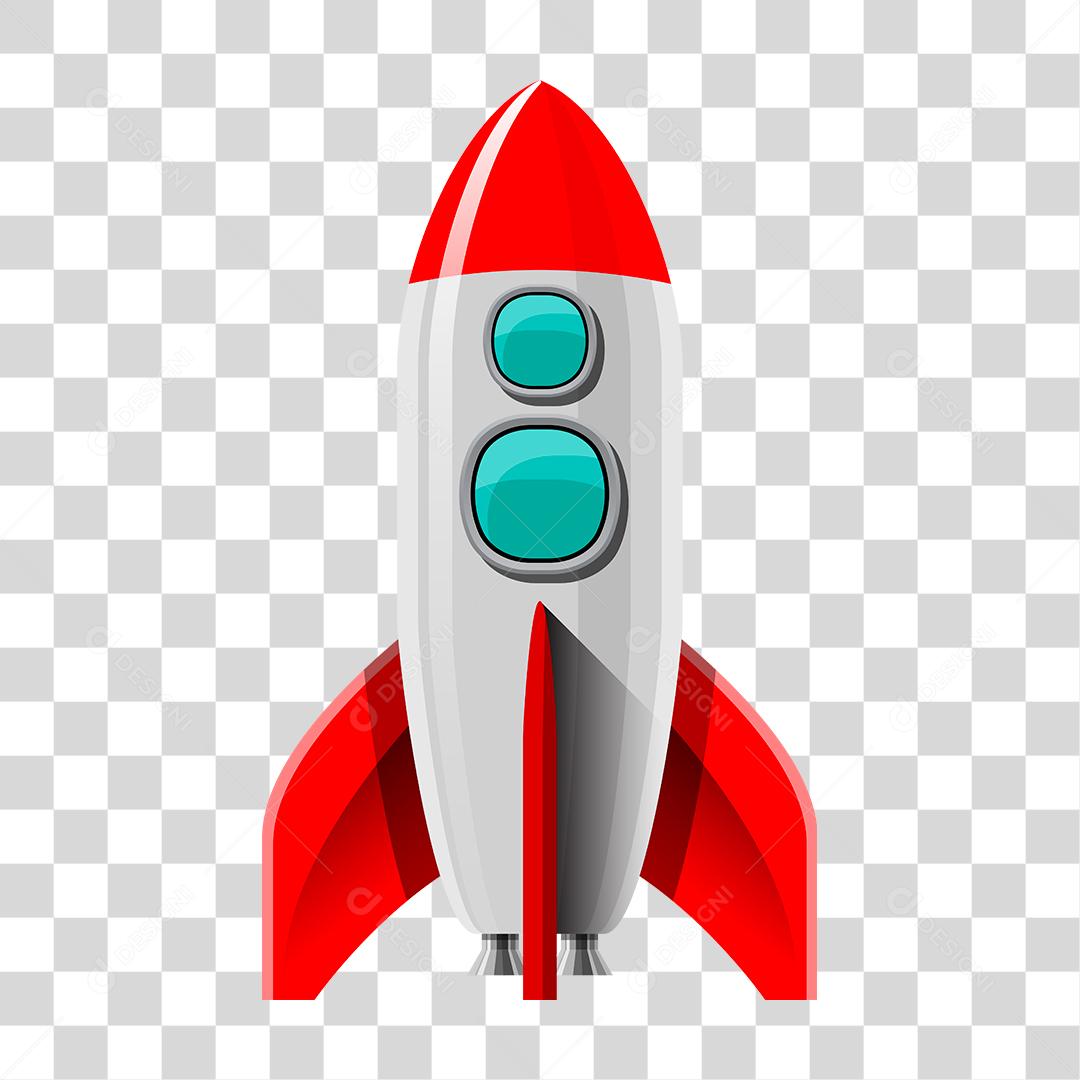 Desenho foguete colorido decolando