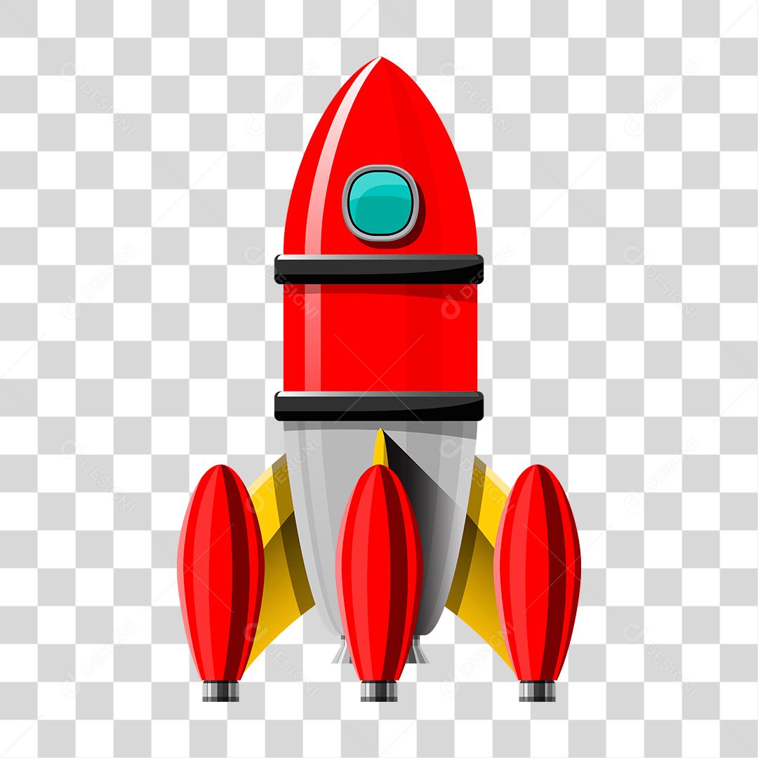 Desenho foguete colorido decolando